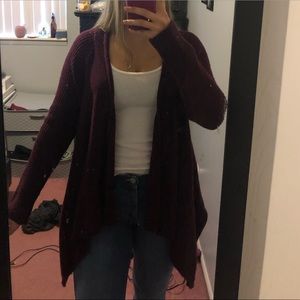 Burgundy American Eagle High/Low Sweater Cardigan!